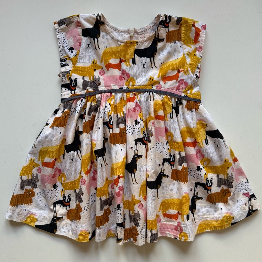 Pink Chicken Girls Fatima Dog Park Dress, Multi Dogs - Size 6-12M